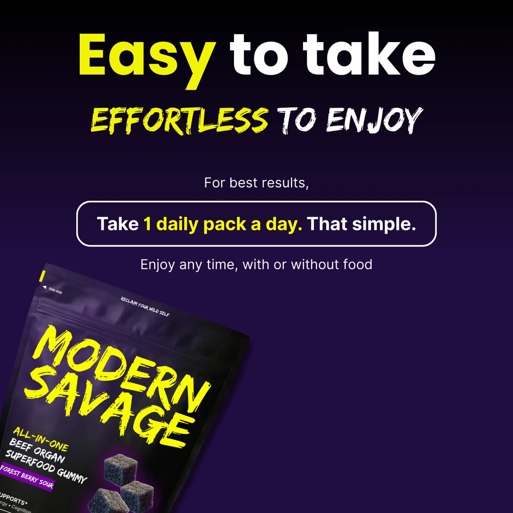 MODERN SAVAGE™ Grass-Fed Beef Organ Gummies — Now 5-in-1 Support