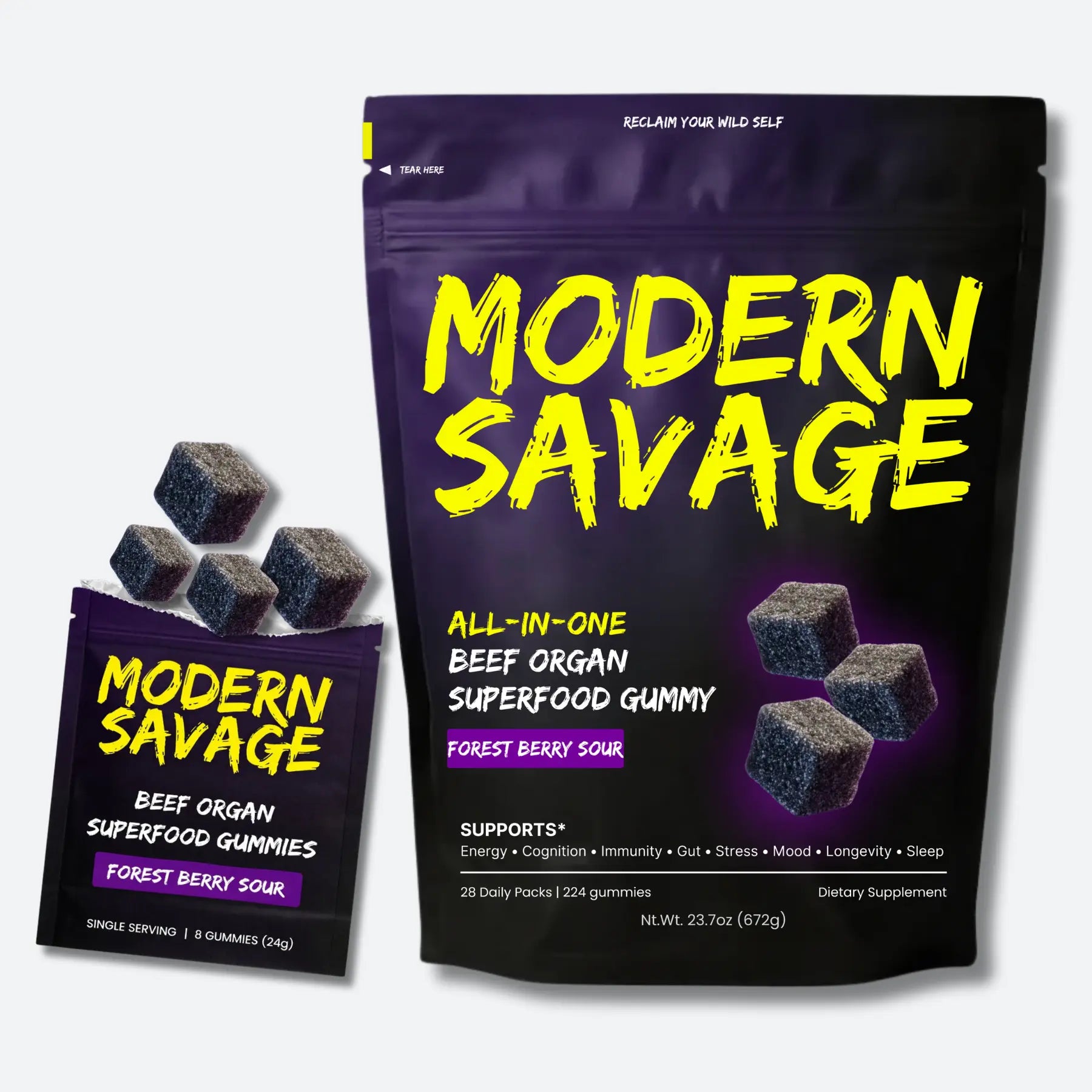 MODERN SAVAGE™ Grass-Fed Beef Organ Gummies — Now 5-in-1 Support