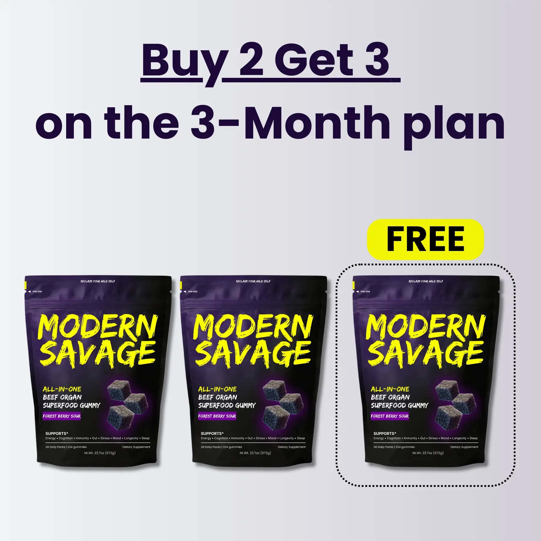 MODERN SAVAGE™ Grass-Fed Beef Organ Gummies — Now 5-in-1 Support